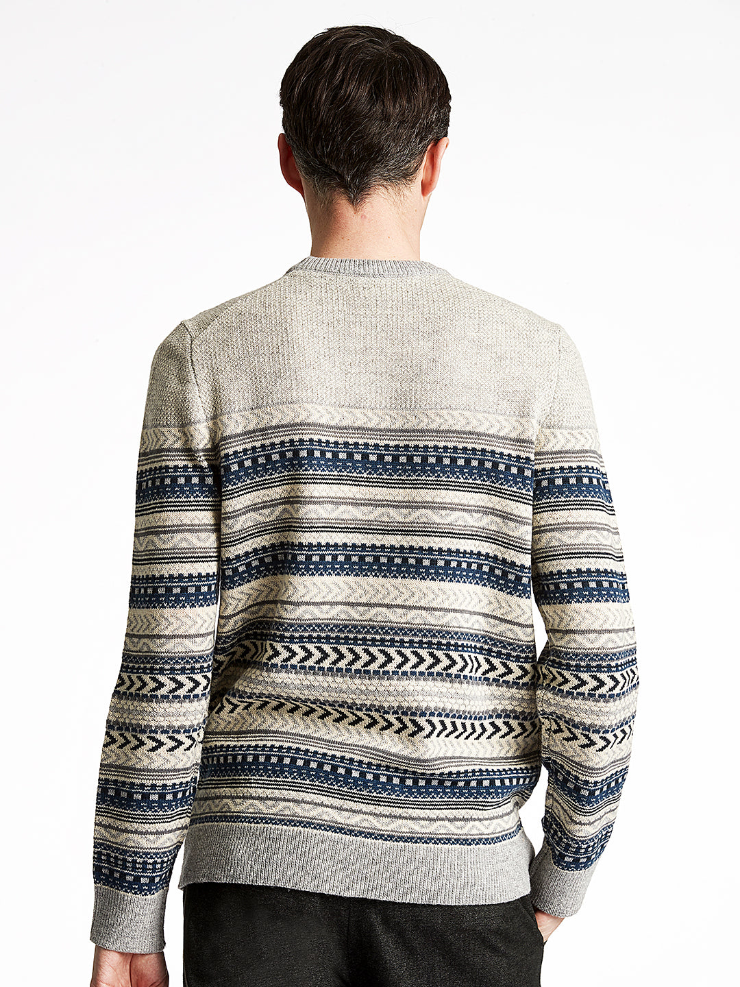 Lindbergh Men Grey Striped Sweater