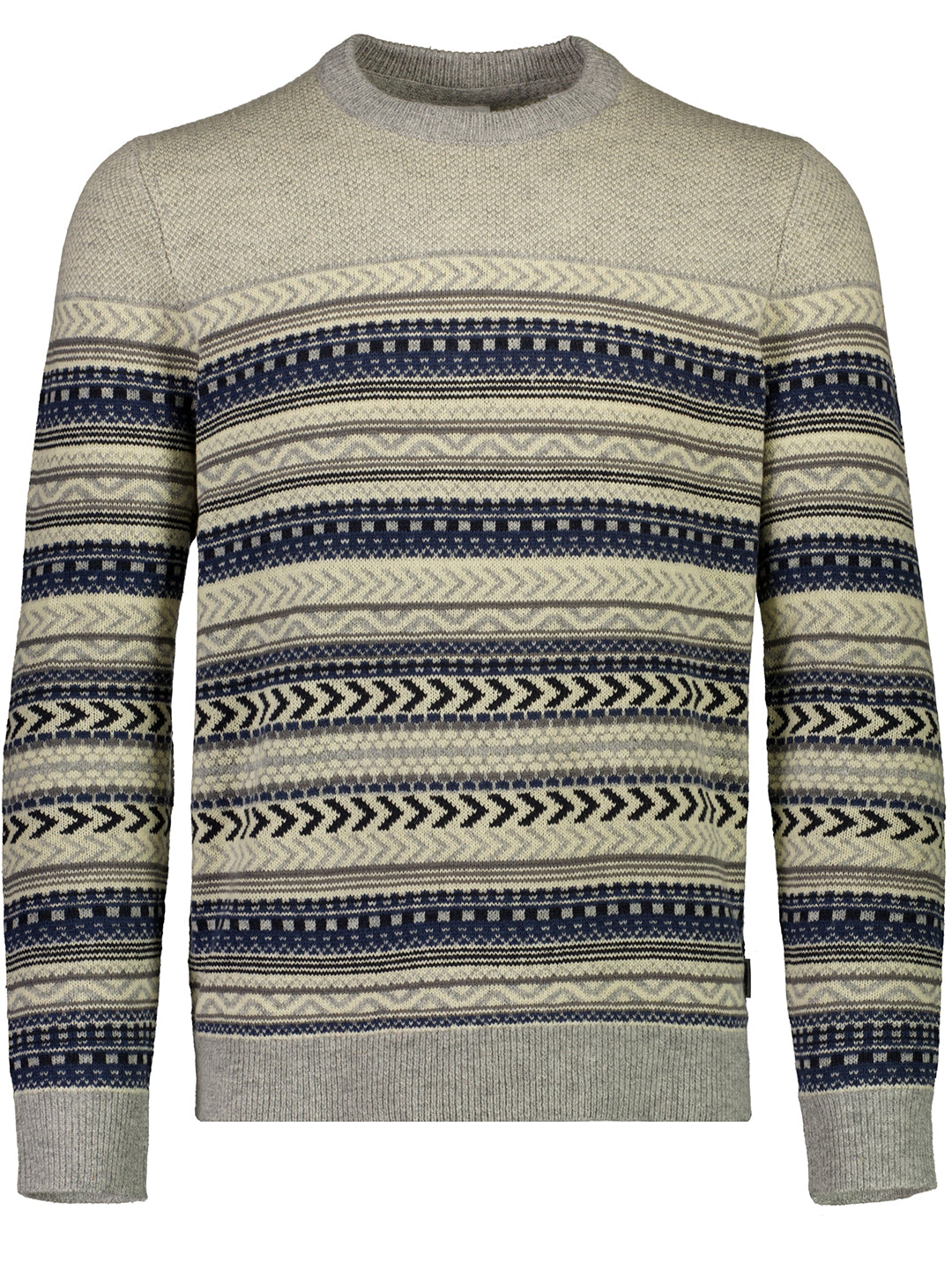 Lindbergh Men Grey Striped Sweater