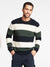 Lindbergh Men Green Striped Sweater