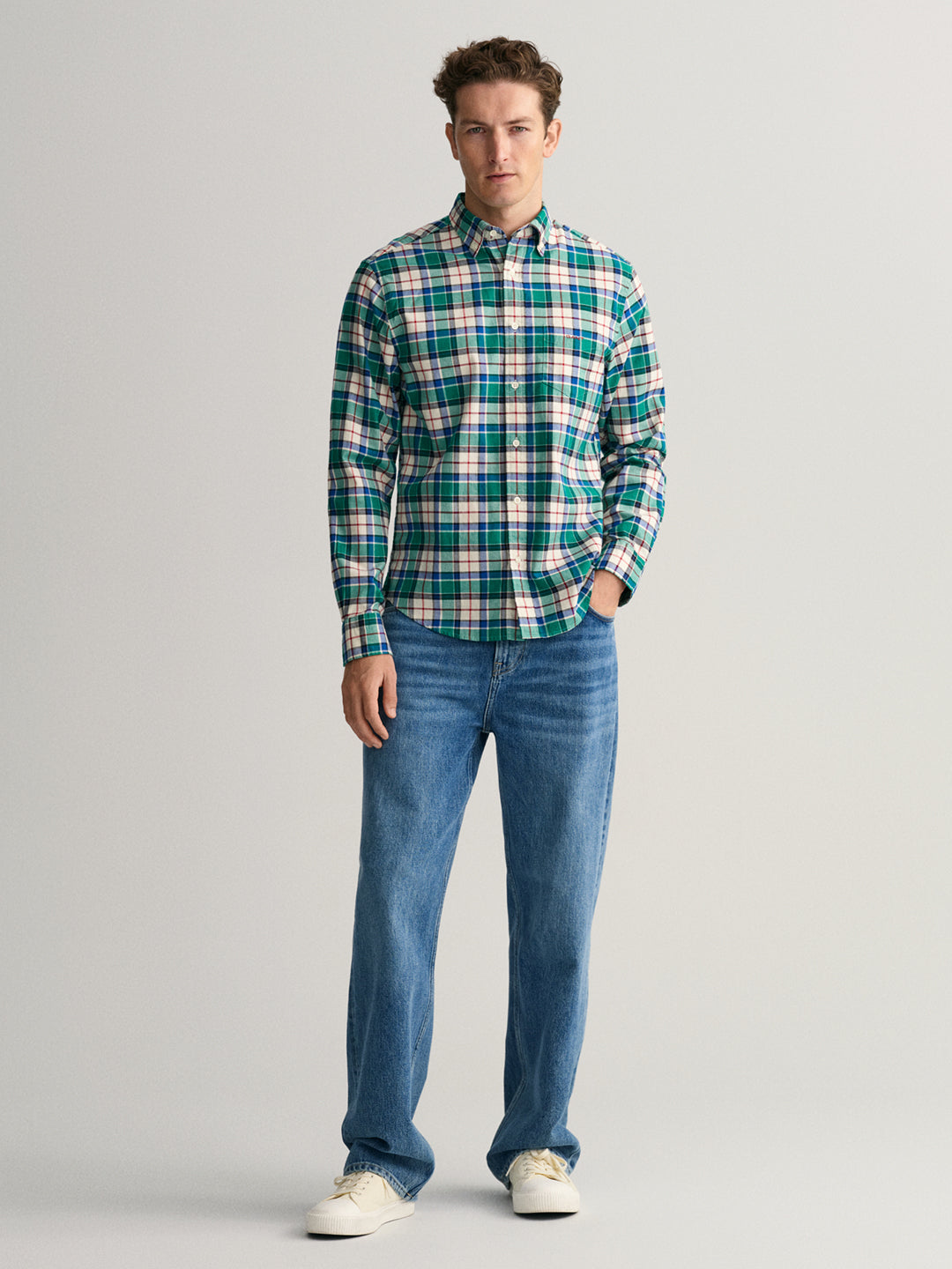 Gant Green Oxford Checked Regular Fit Shirt