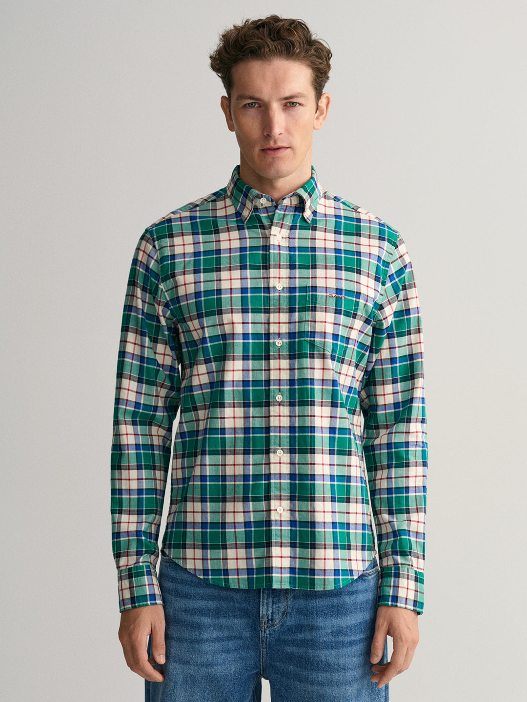 Gant Green Oxford Checked Regular Fit Shirt