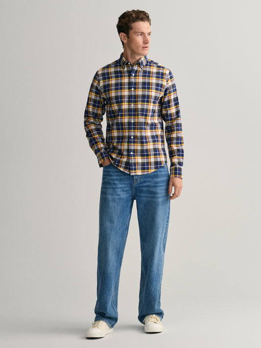 Gant Blue Oxford Checked Regular Fit Shirt