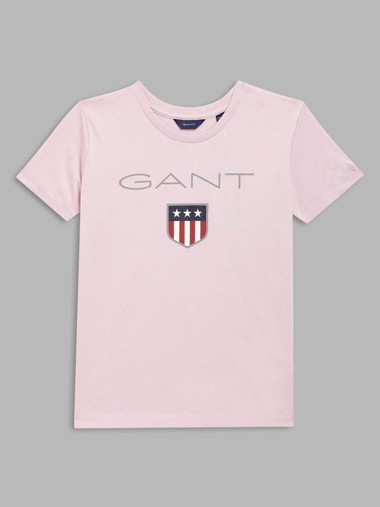 Gant Kids Pink Logo Regular Fit T-Shirt