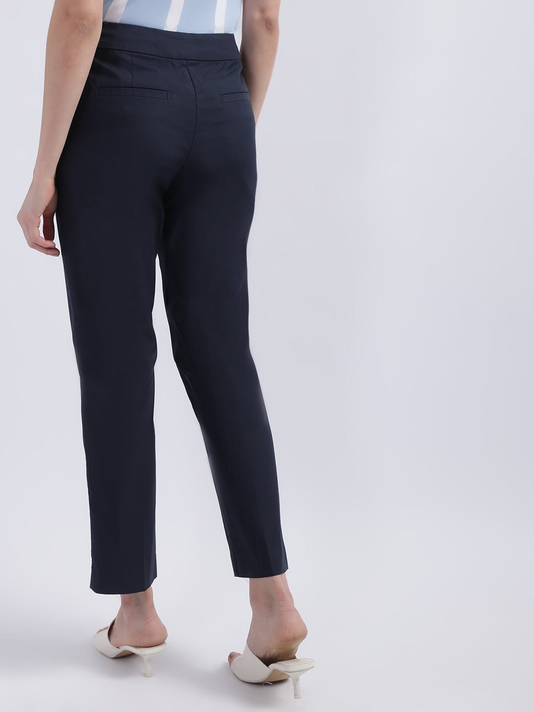 Blue Textured Cropped Trousers - Matalan
