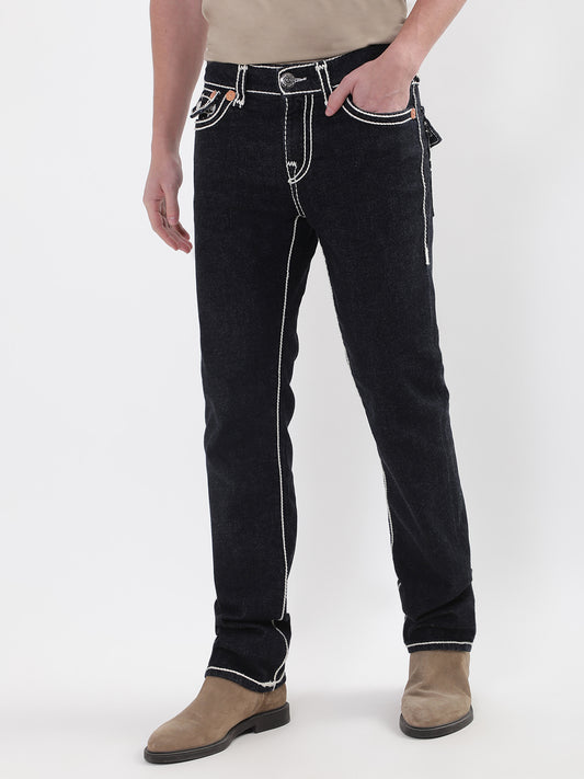 True Religion ROPE STITCH Straight Black Mid Rise Jeans