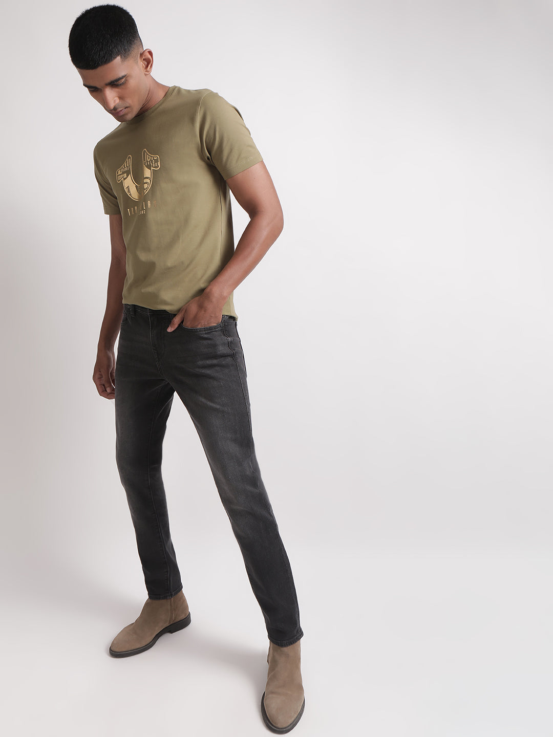 True Religion Olive Logo Regular Fit T-Shirt