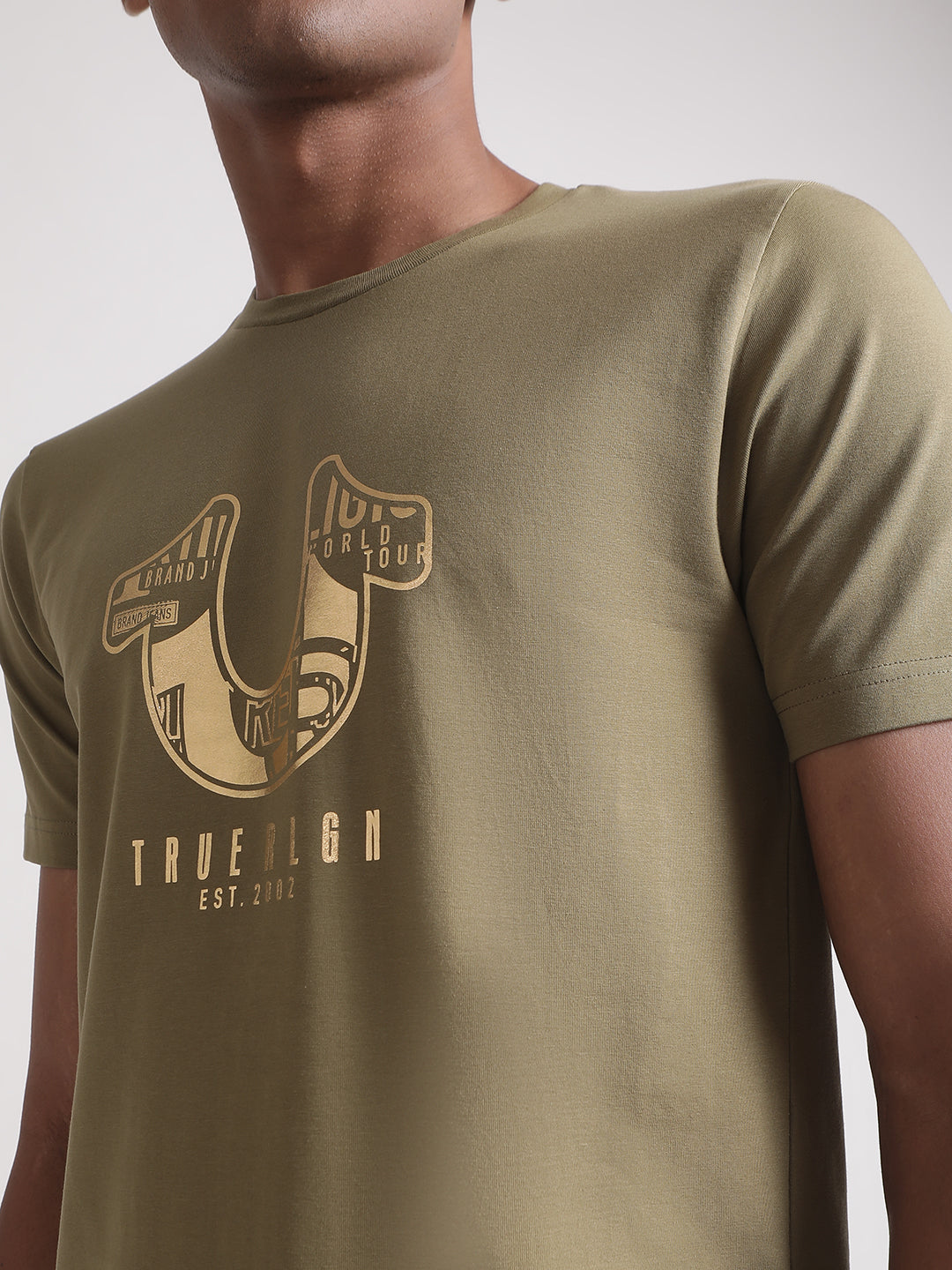 True Religion Olive Logo Regular Fit T-Shirt