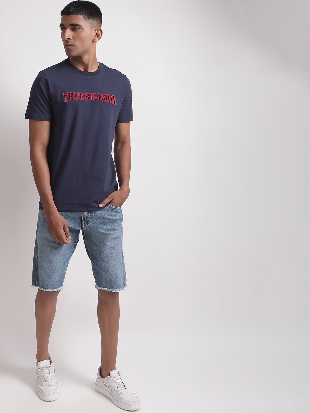 True Religion Navy Blue Logo Regular Fit T-Shirt