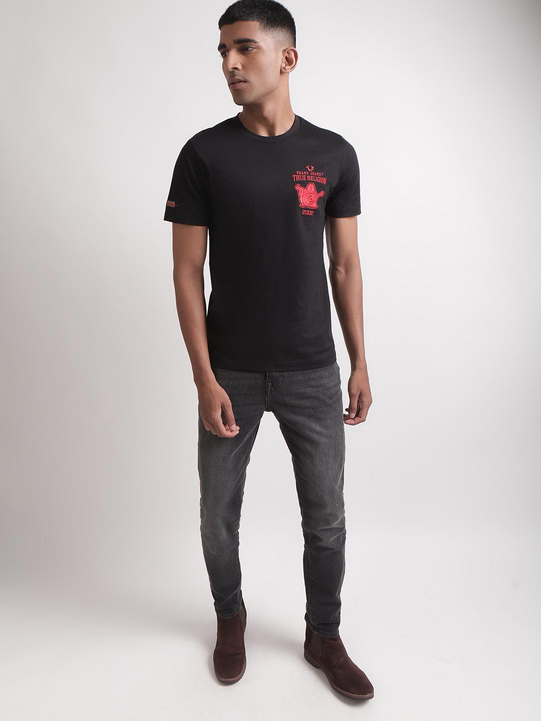 True Religion Black Logo Regular Fit T-Shirt