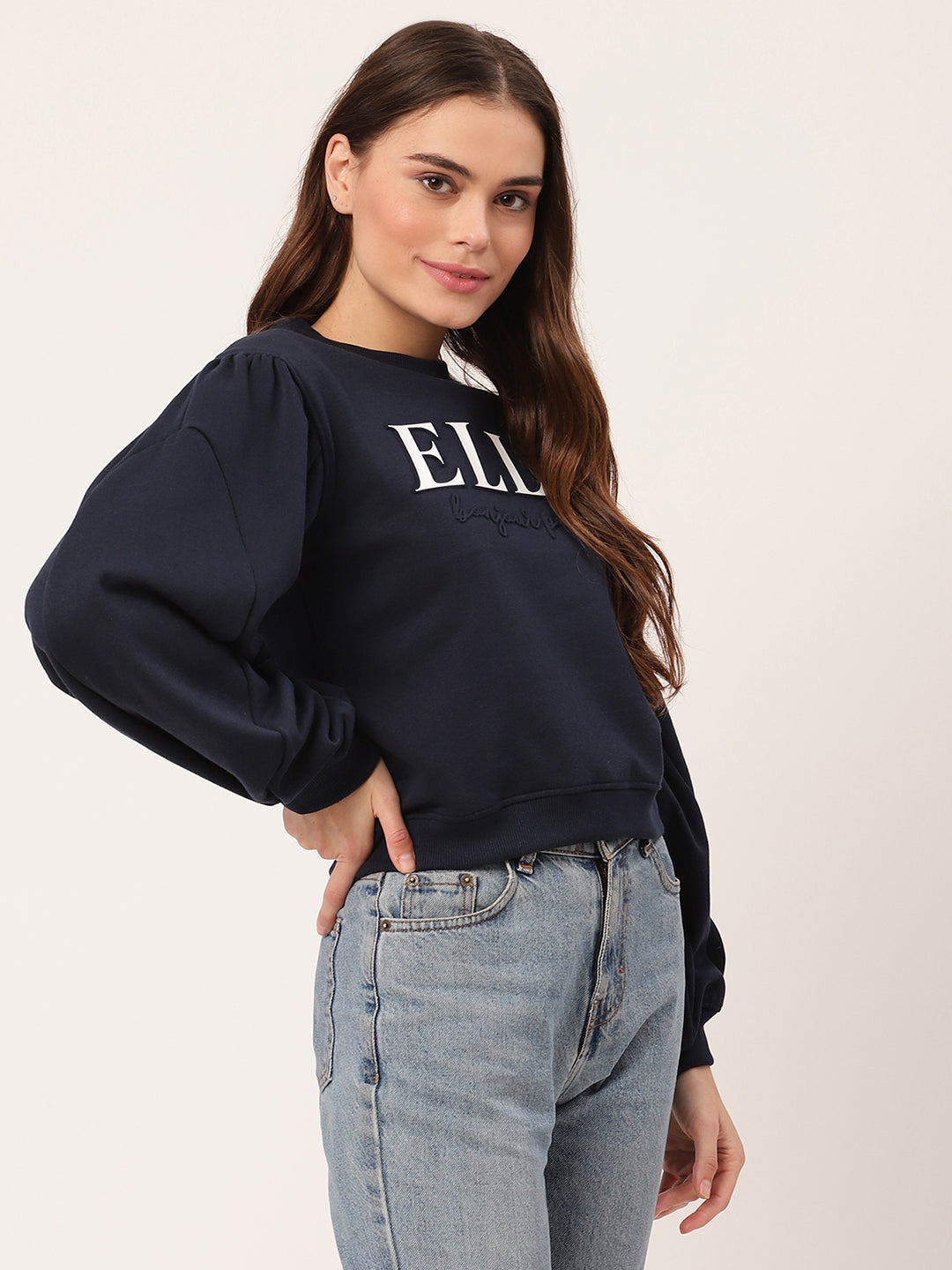 Elle Kids Girls Black Self-Design Sweater