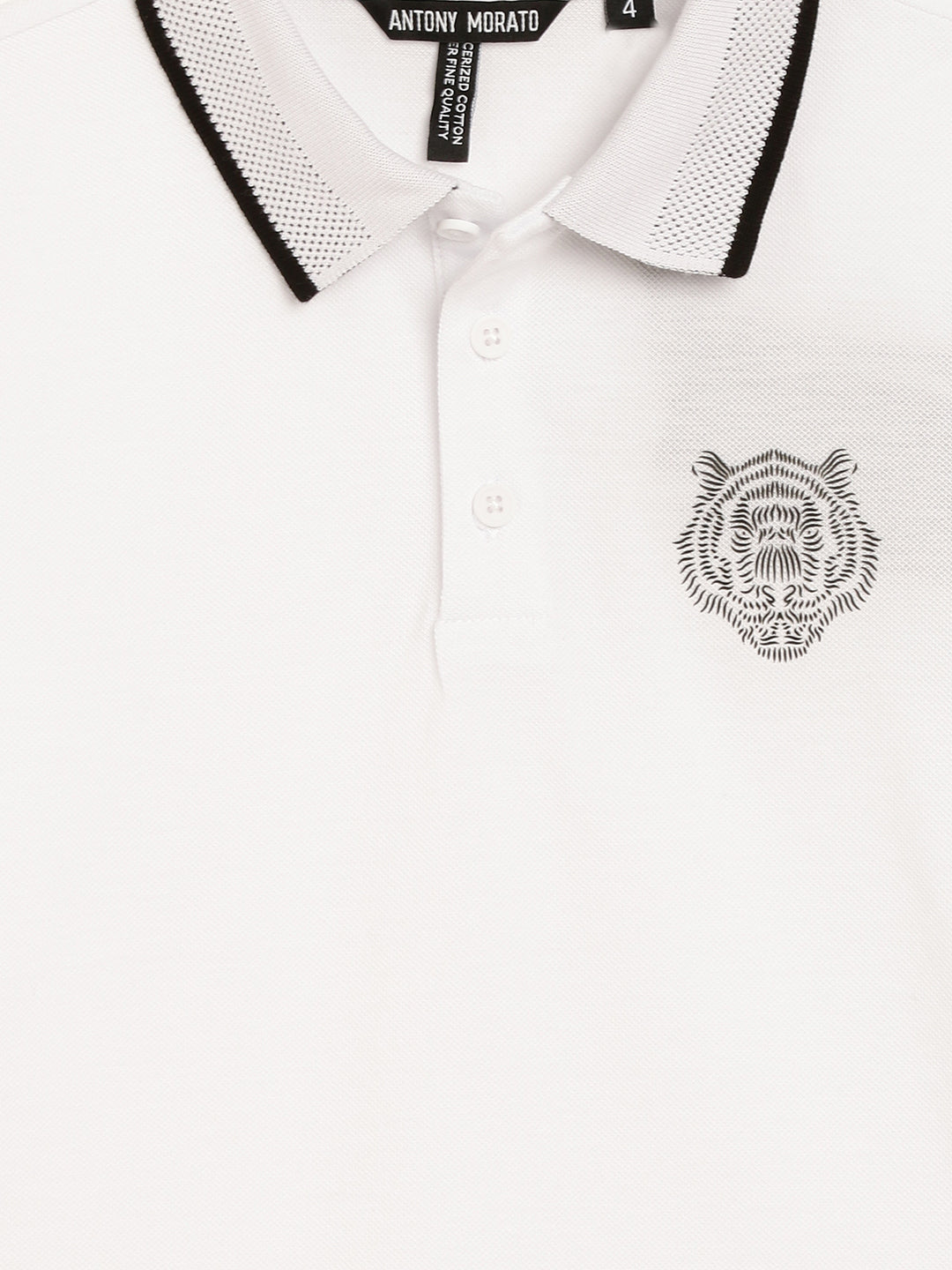 Antony Morato Boys White Printed Polo Collar T-shirt