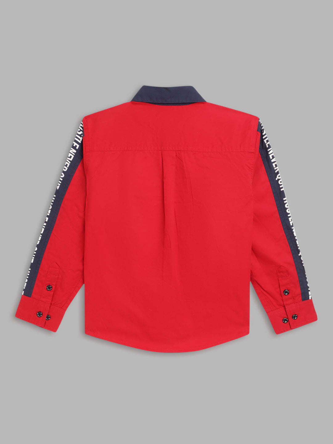 Blue Giraffe Boys Red Solid Collar Shirt