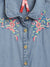 Blue Giraffe Girls Blue Embroidered Collar Top