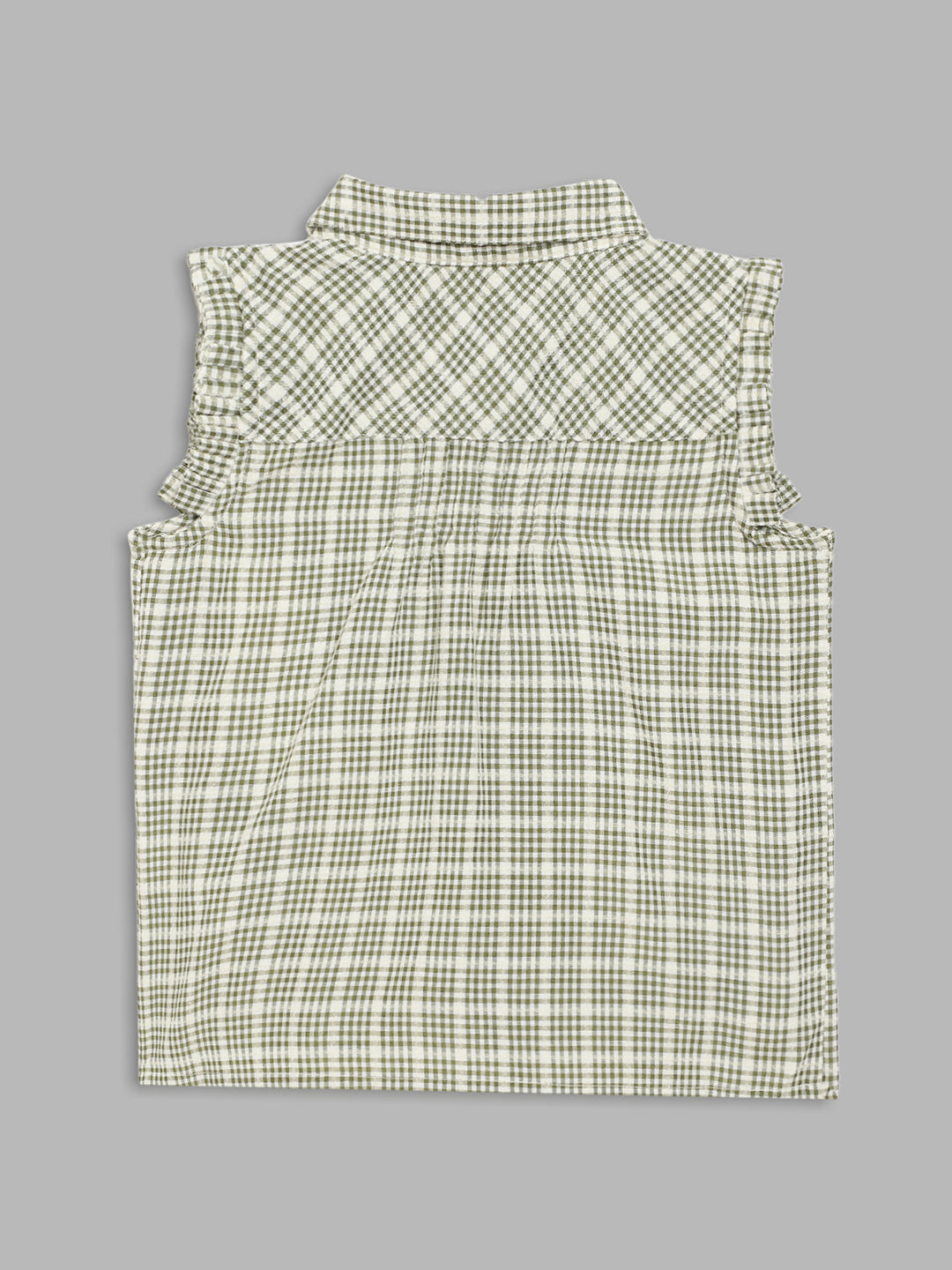 Elle Girls Olive Checked Round Neck Top