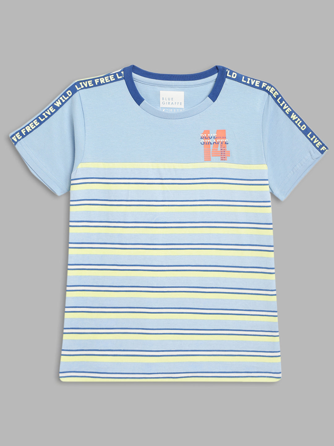 Blue Giraffe Boys Multi Striped Round Neck TShirt