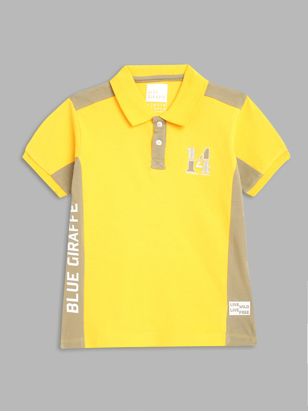 Blue Giraffe Boys Yellow Solid Polo TShirt