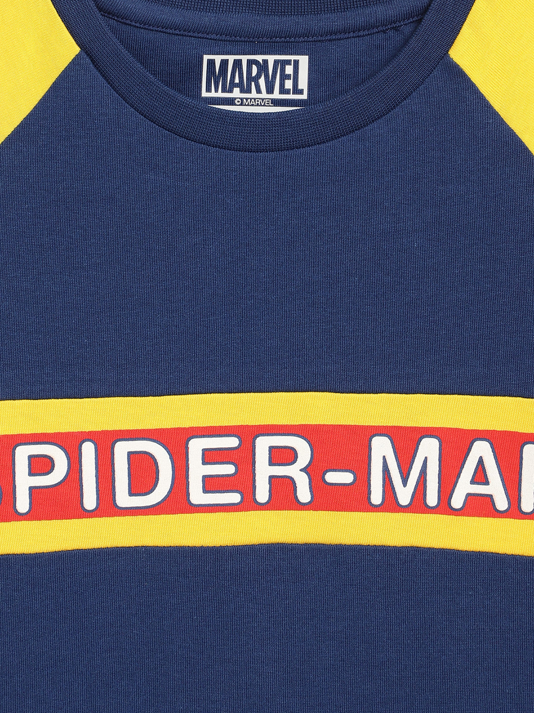 Blue Giraffe Kids Blue & Yellow Printed Spiderman Regular Fit T-Shirt