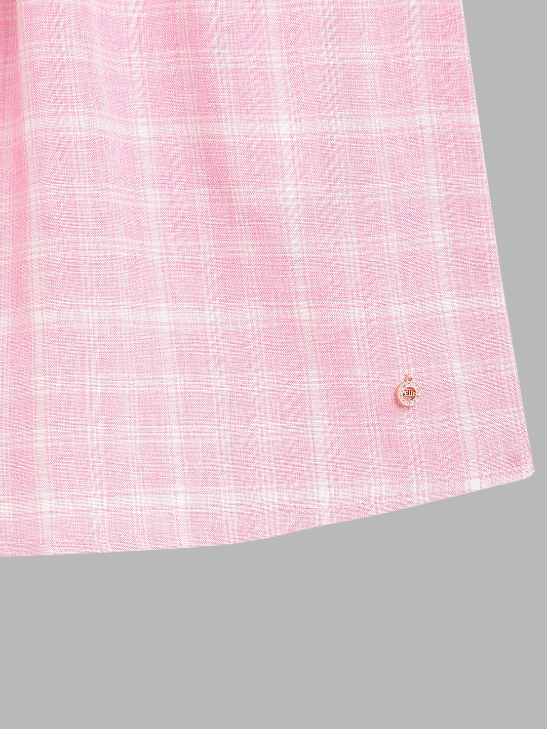 Elle Kids Girls Pink Checked Round Neck Top