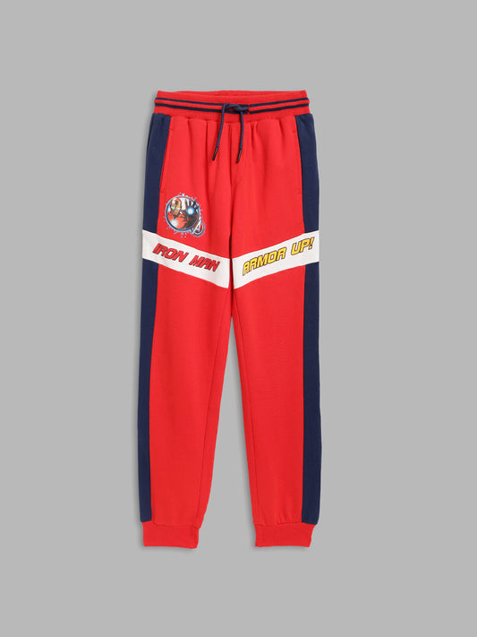 Blue Giraffe Boys Red Solid Regular Fit Sweatpant