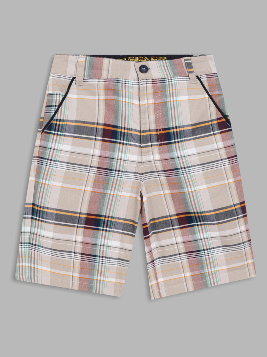 Blue Giraffe Boys Multi Checked Regular Fit Shorts