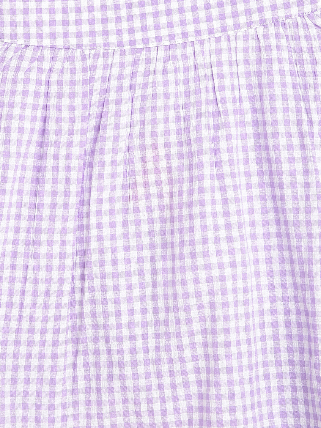 Blue Giraffe Girls Lilac Checked Square Neck Top