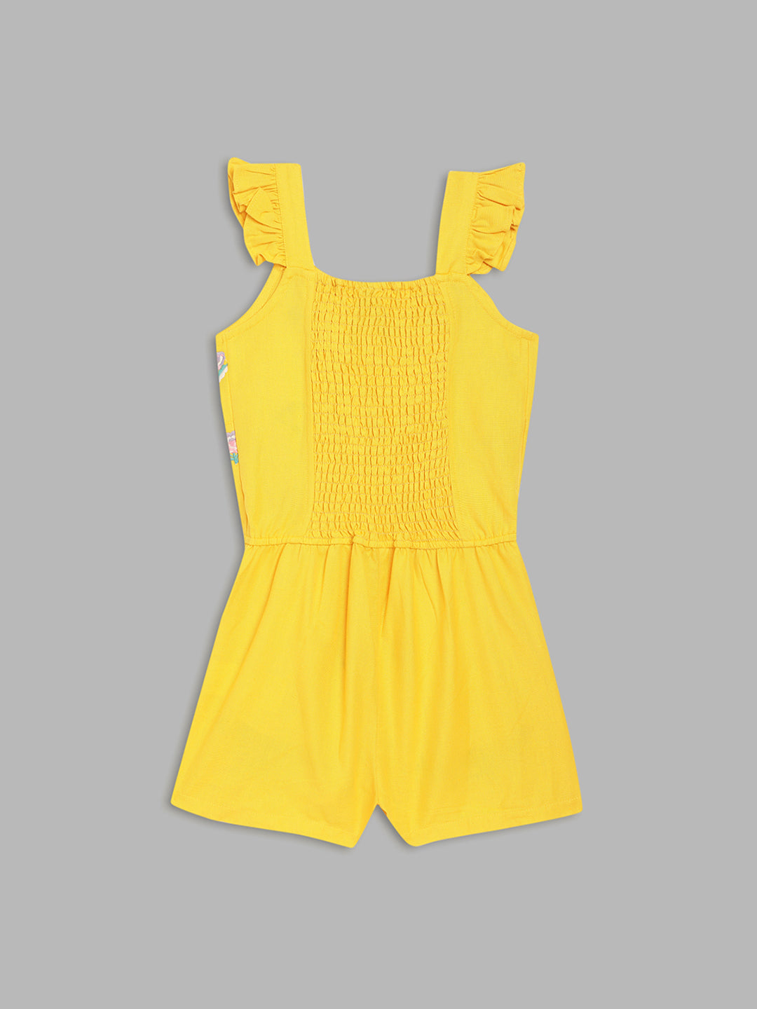 Blue Giraffe Girls Yellow Embroidered V Neck Playsuit