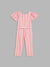 Elle Kids Girls Red Striped Square Neck Jumpsuit