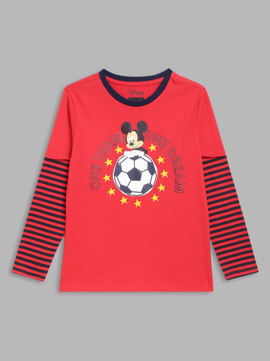 Blue Giraffe Boys Red Printed TShirt