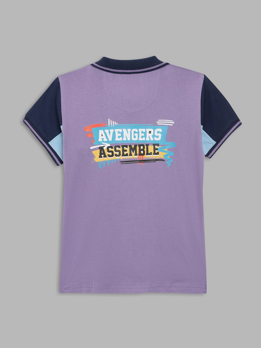 Blue Giraffe Kids Multi Printed Marvel Avengers Regular Fit Polo T-Shirt