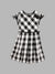 Elle Kids Girls Black Checked Round Neck Dress