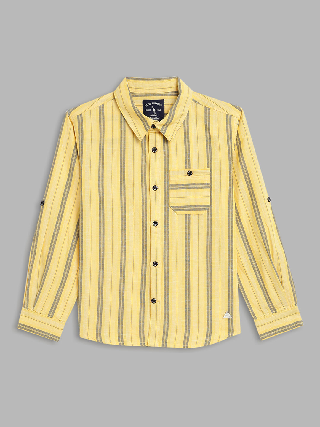 Blue Giraffe Boys Olive Striped Collar Shirt