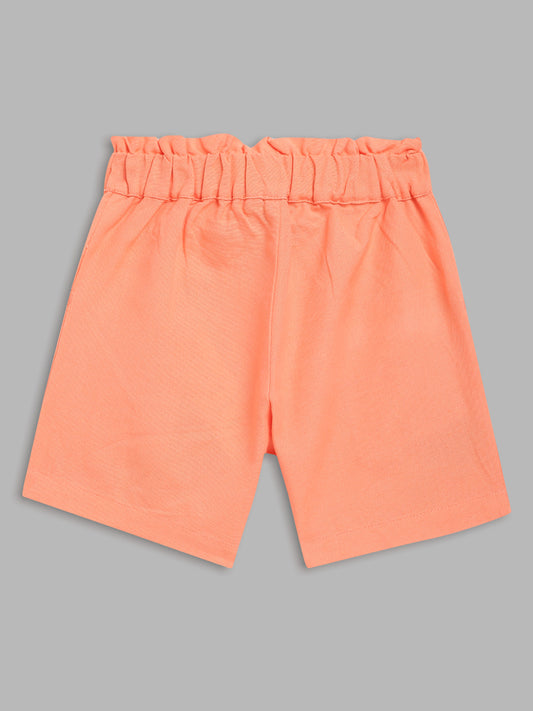 Elle Kids Girls Orange Solid Regular Fit Shorts