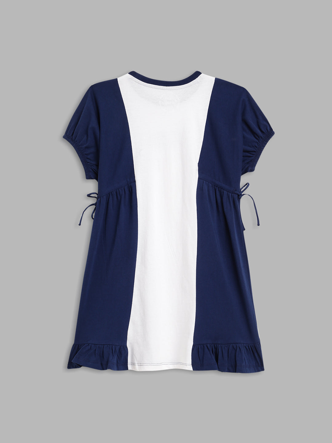 Blue Giraffe Girls Navy Blue Colour Blocked Round Neck Dress