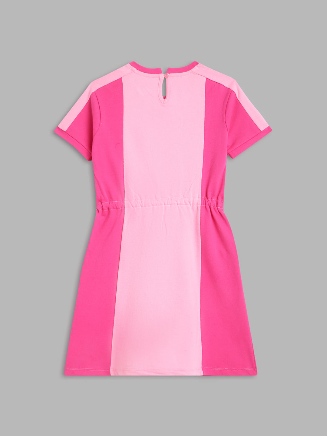 Blue Giraffe Girls Pink Solid Round Neck Dress