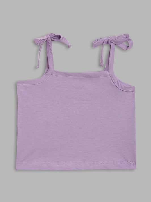 Blue Giraffe Girls Lilac Solid Square Neck Top