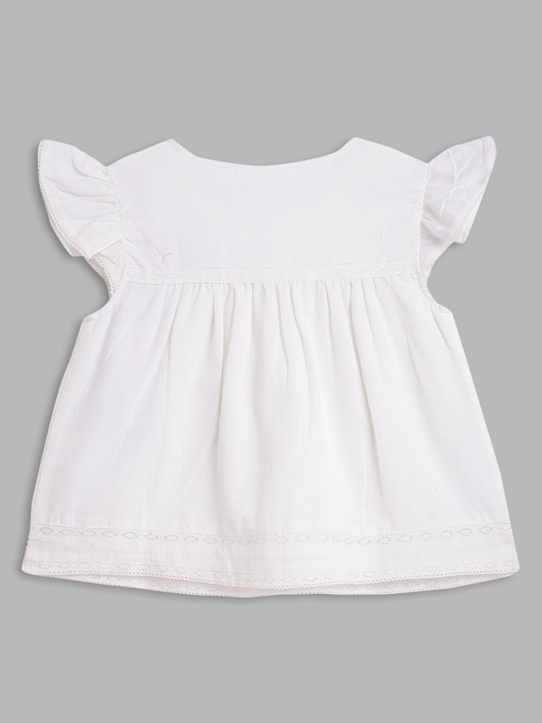 Elle Kids Girls Off White Solid Round Neck Top