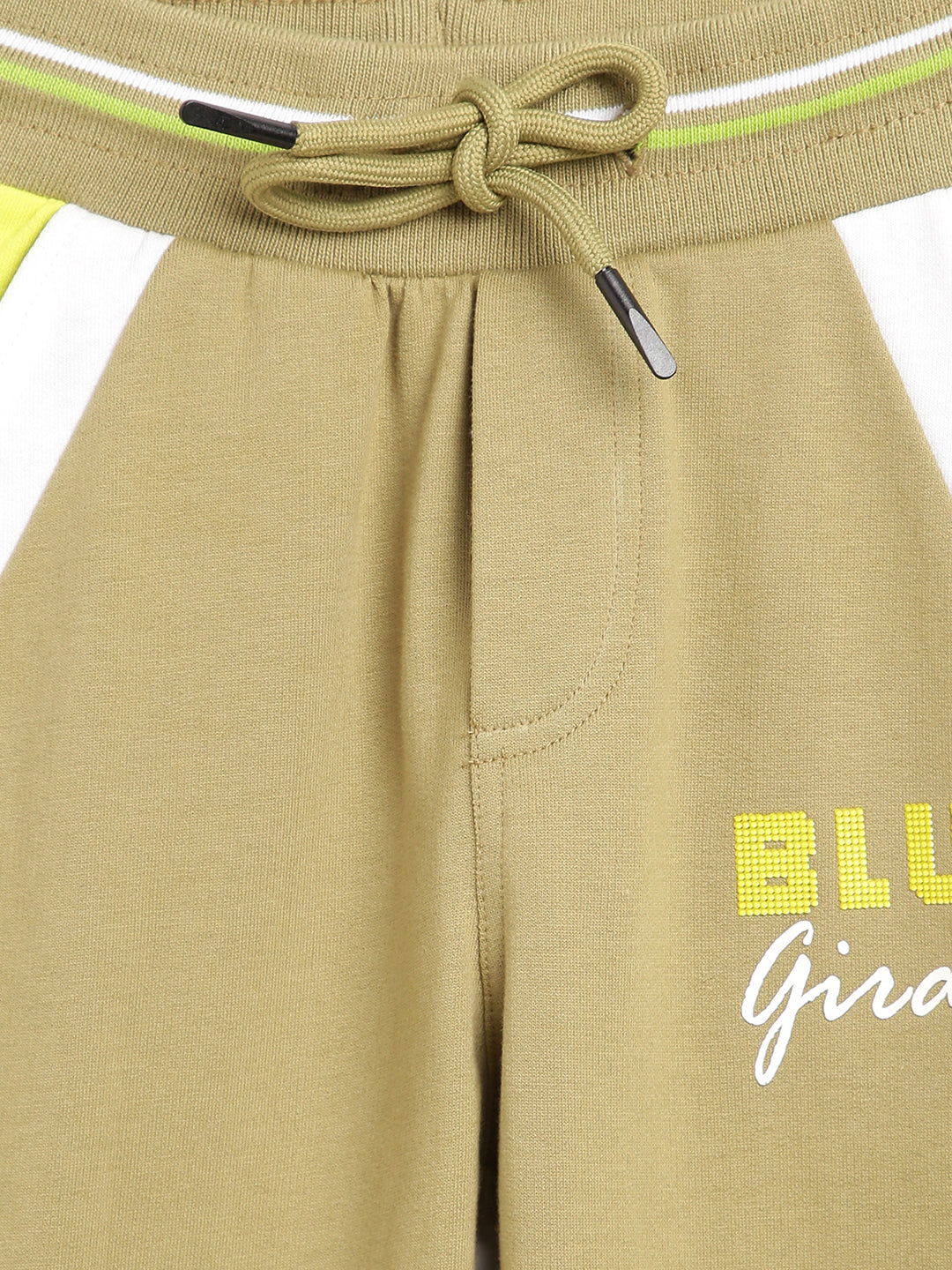 Blue Giraffe Boys Olive Colour Blocked Regular Fit Sweatpant