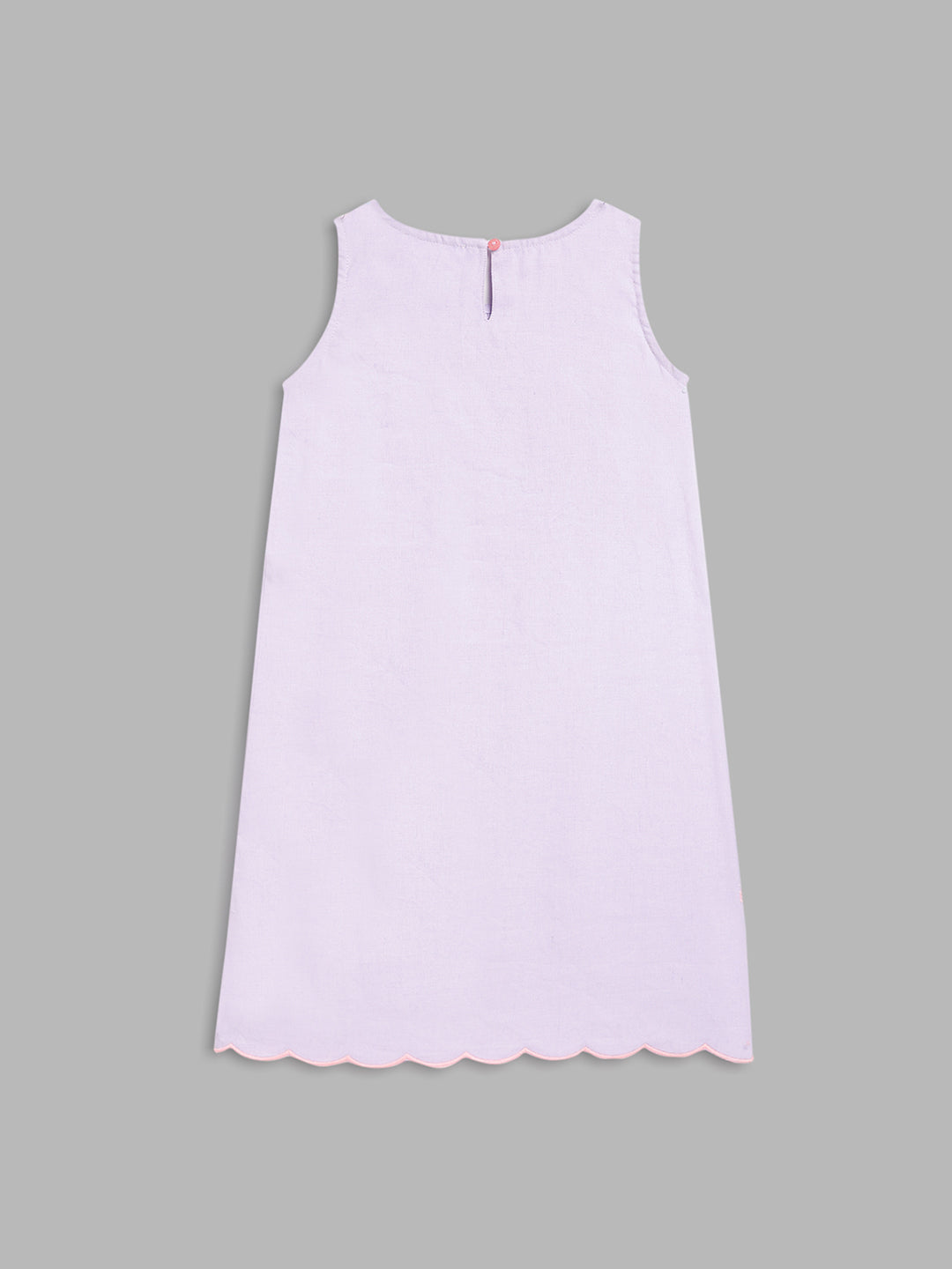 Elle Kids Girls Lilac Solid Round Neck Dress