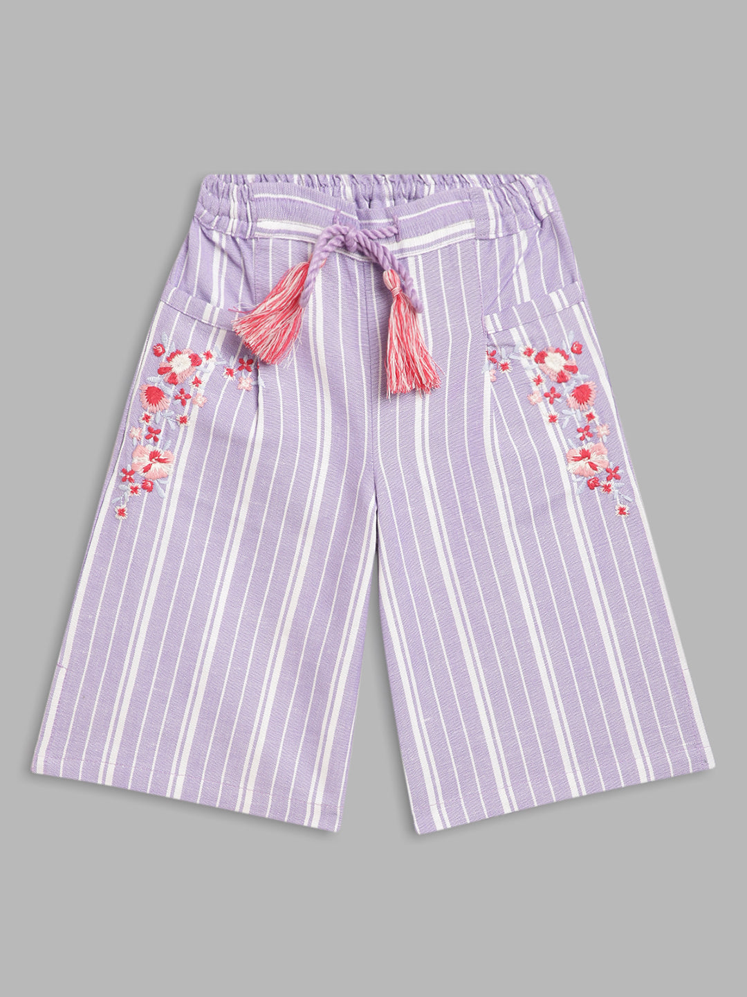 Blue Giraffe Girls Lilac Striped Straight Fit Trouser