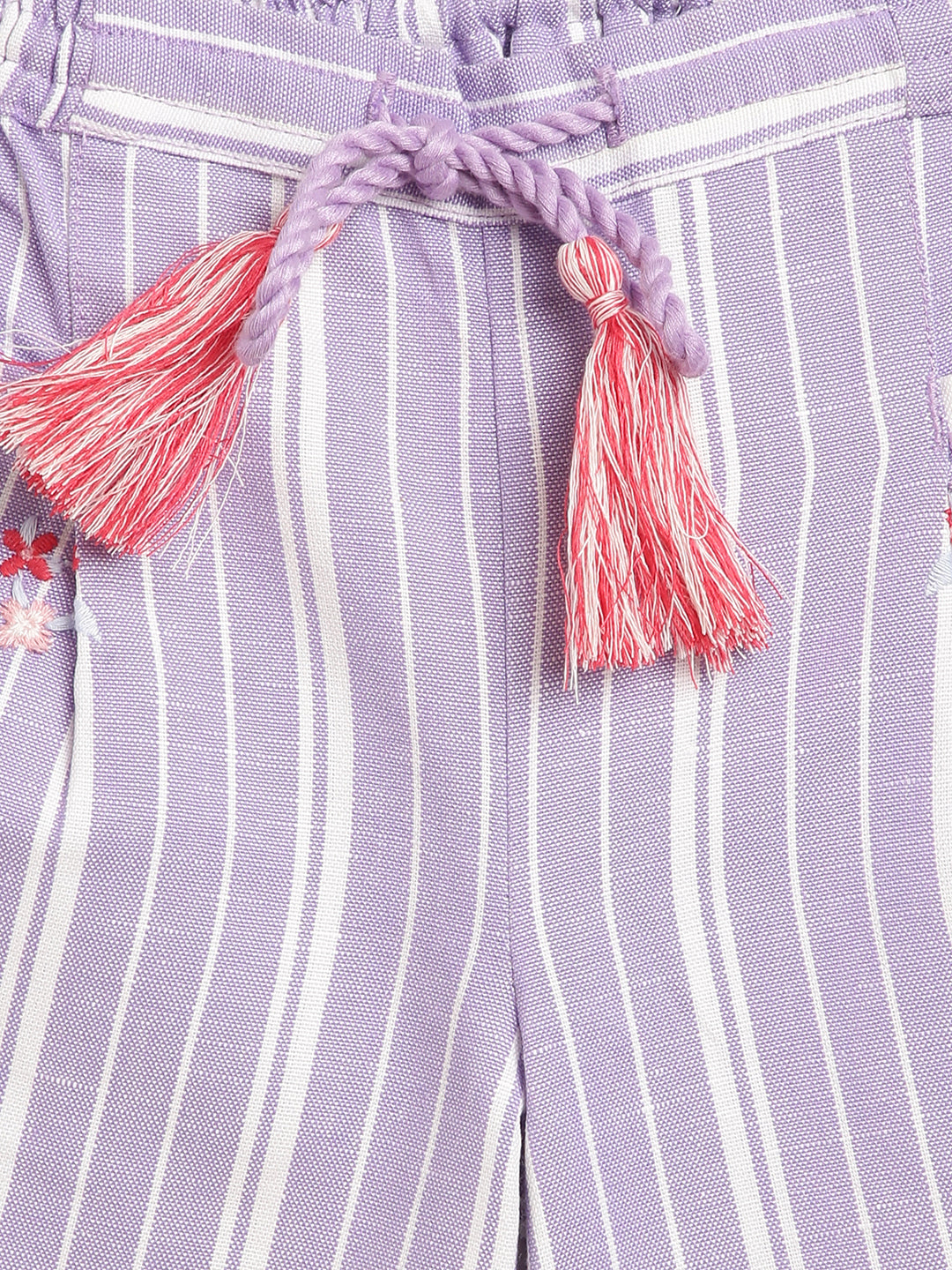 Blue Giraffe Girls Lilac Striped Straight Fit Trouser