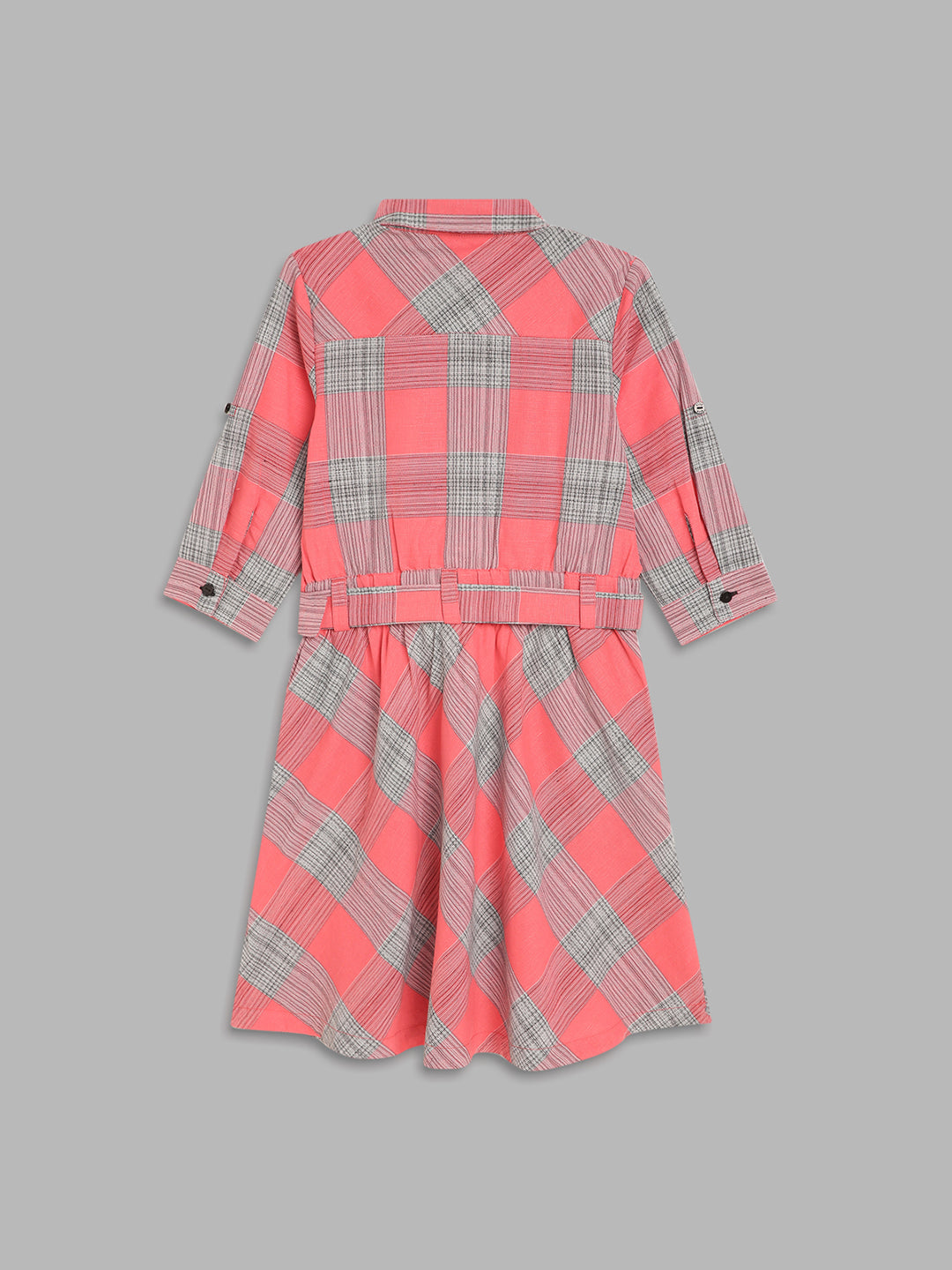 Elle Kids Girls Black Checked Round Neck Dress