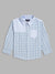 Blue Giraffe Kids Powder Blue Fashion Checked Regular Fit Shirt