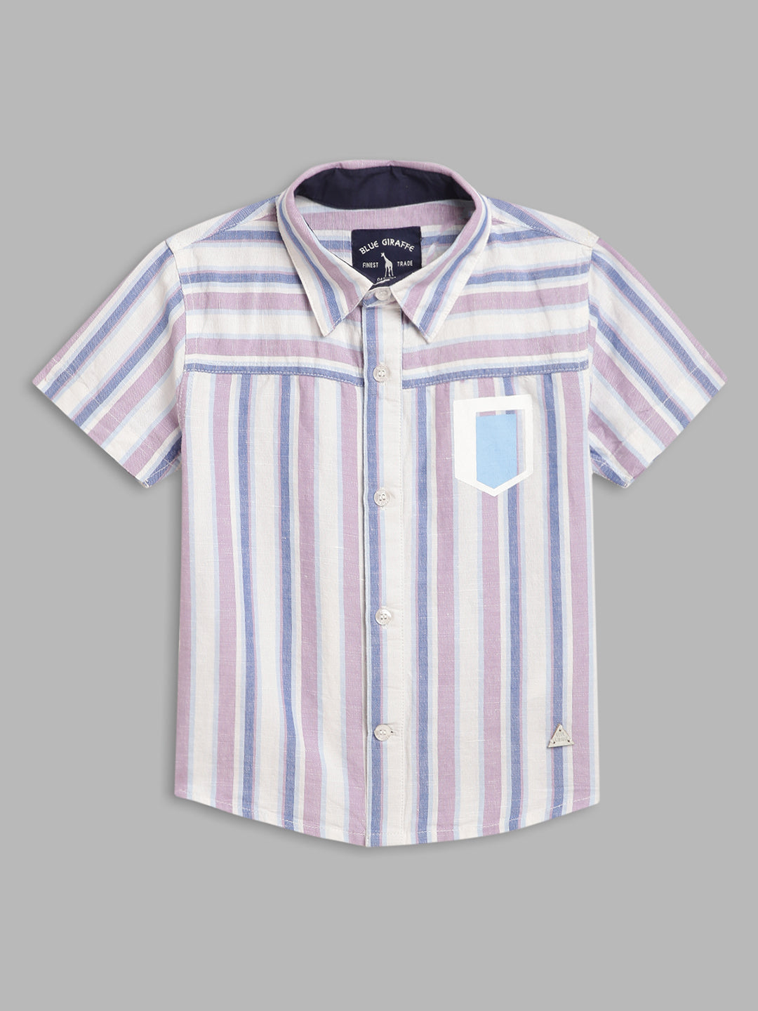 Blue Giraffe Kids Lilac & Blue Fashion Striped Regular Fit Shirt