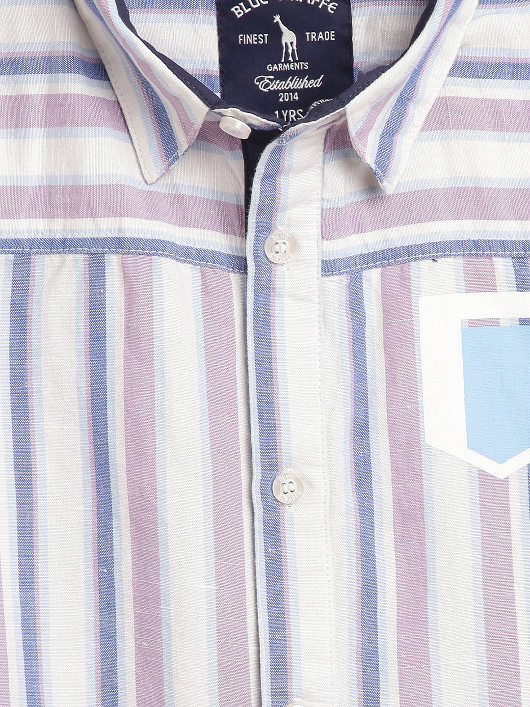 Blue Giraffe Kids Lilac & Blue Fashion Striped Regular Fit Shirt