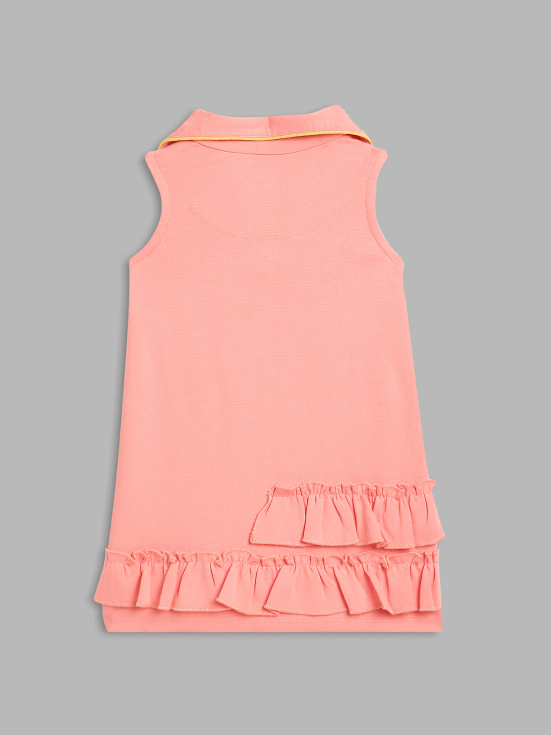 Blue Giraffe Girls Peach Solid Collar Dress