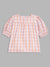 Blue Giraffe Girls Yellow Checked Square Neck Top