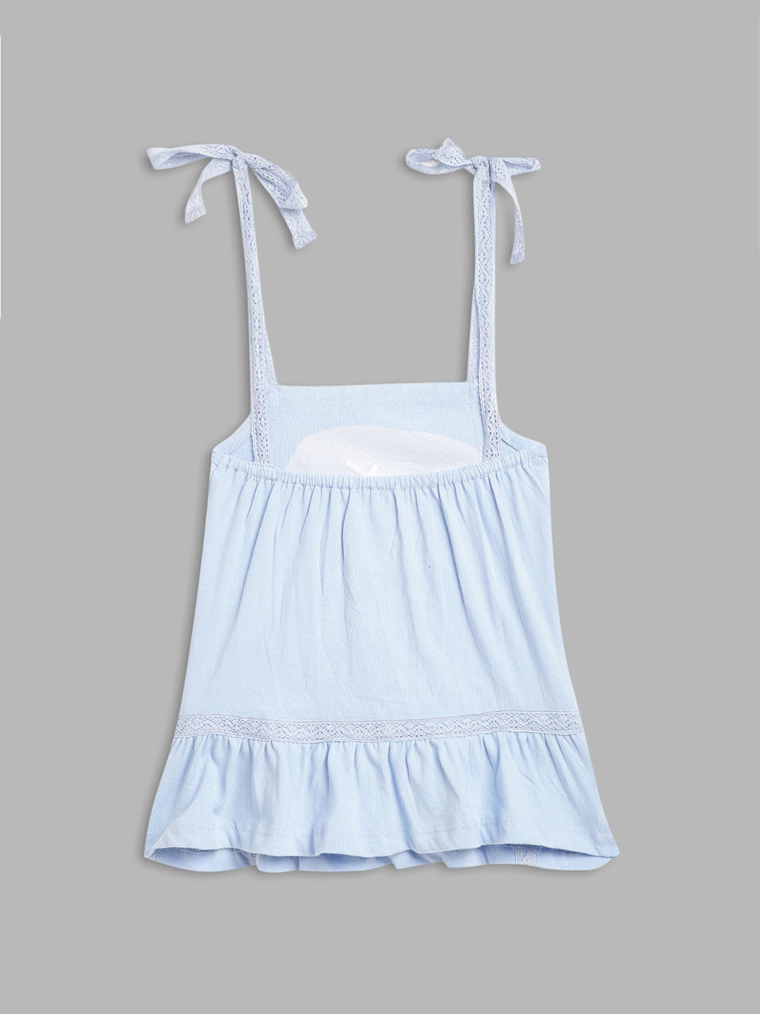 Blue Giraffe Girls Blue Embroidered Square Neck Top