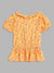 Blue Giraffe Girls Yellow Printed V Neck Top