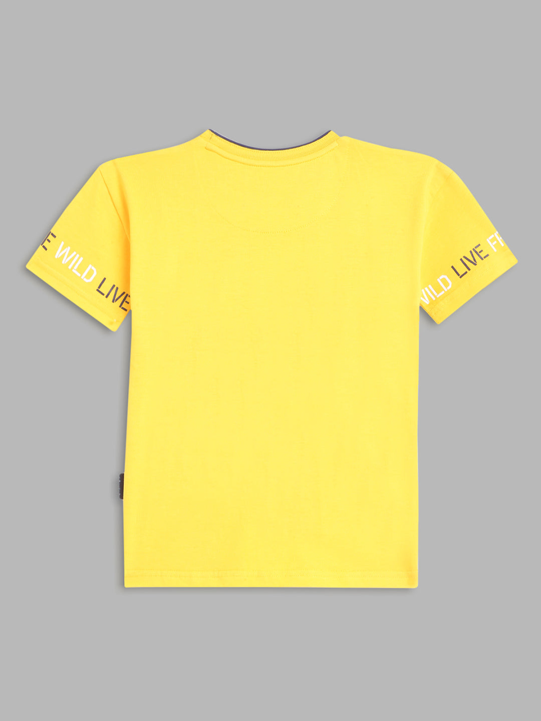 Blue Giraffe Boys Yellow Solid Round Neck TShirt