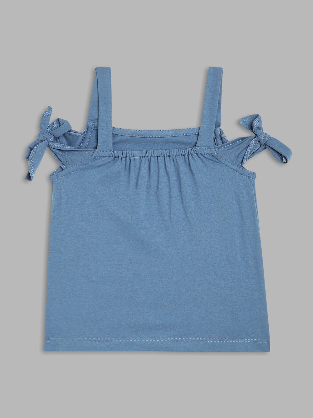 Elle Kids Girls Blue Solid Square Neck TShirt